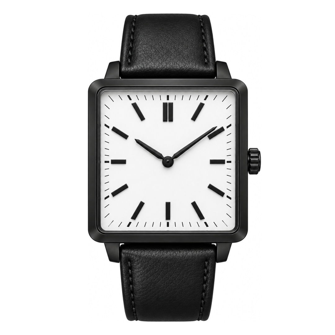 Black White Square Watch