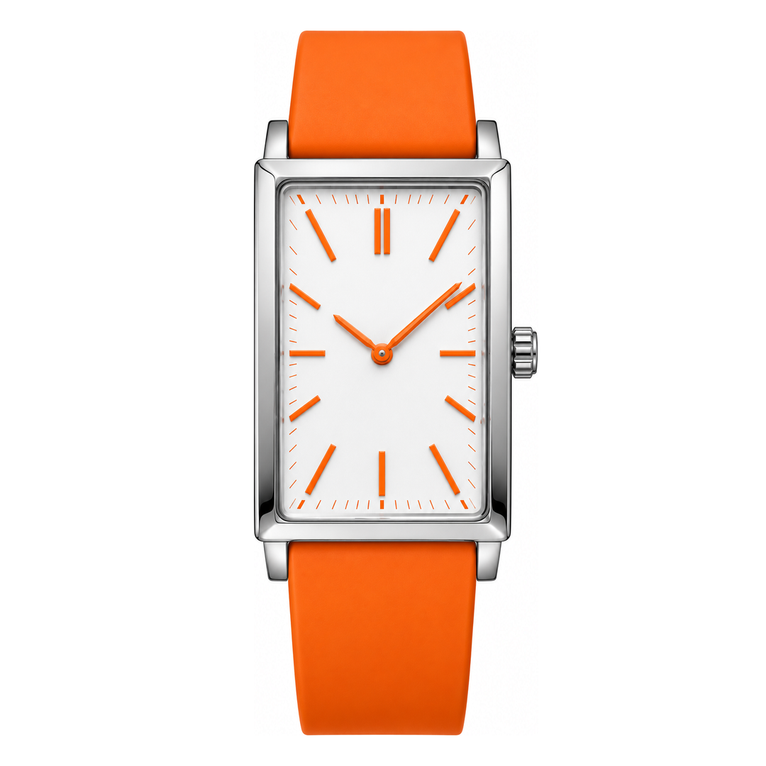 Orange White Rectangle Watch