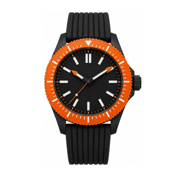 Orange Black Diver Watch