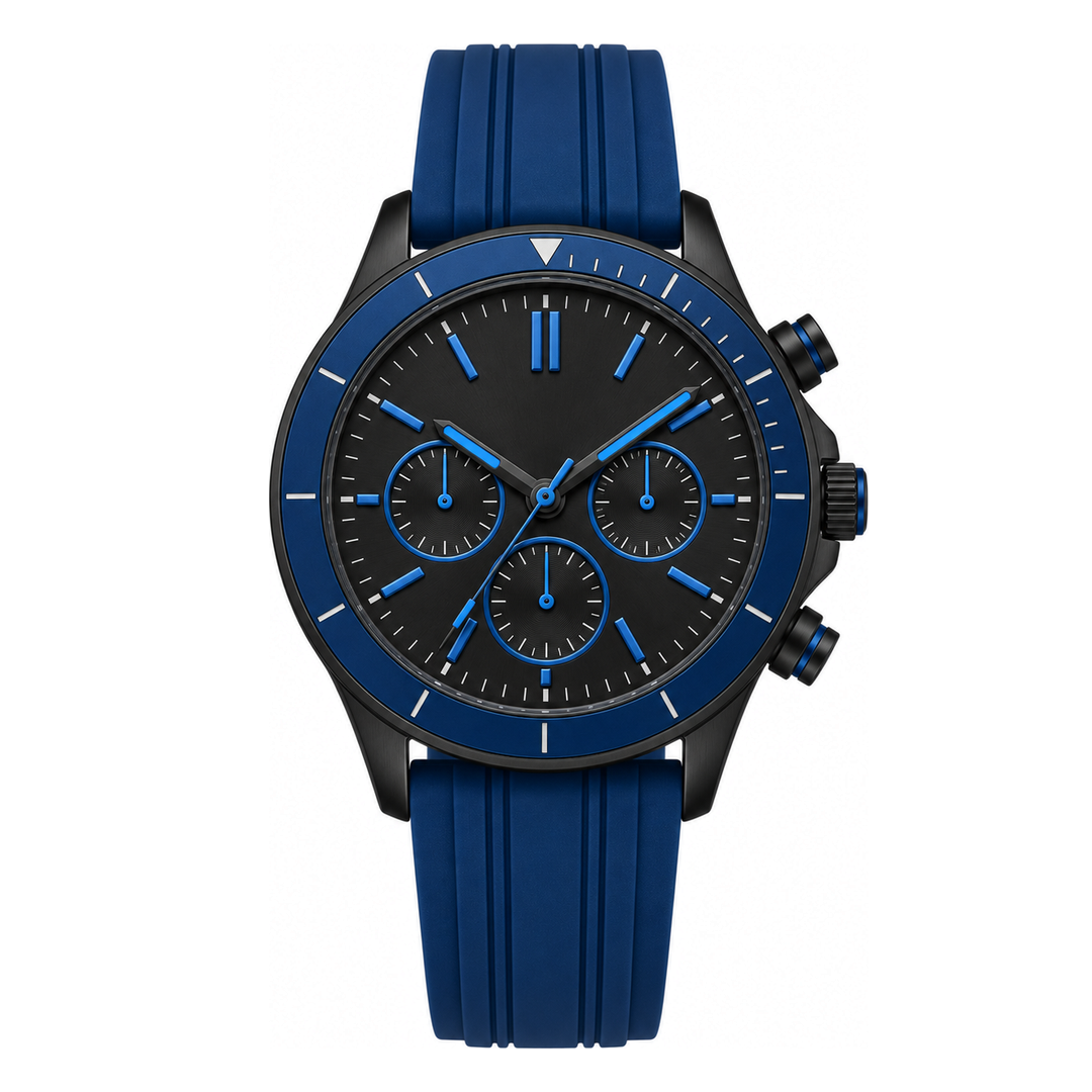 Blue Black Chronograph Watch