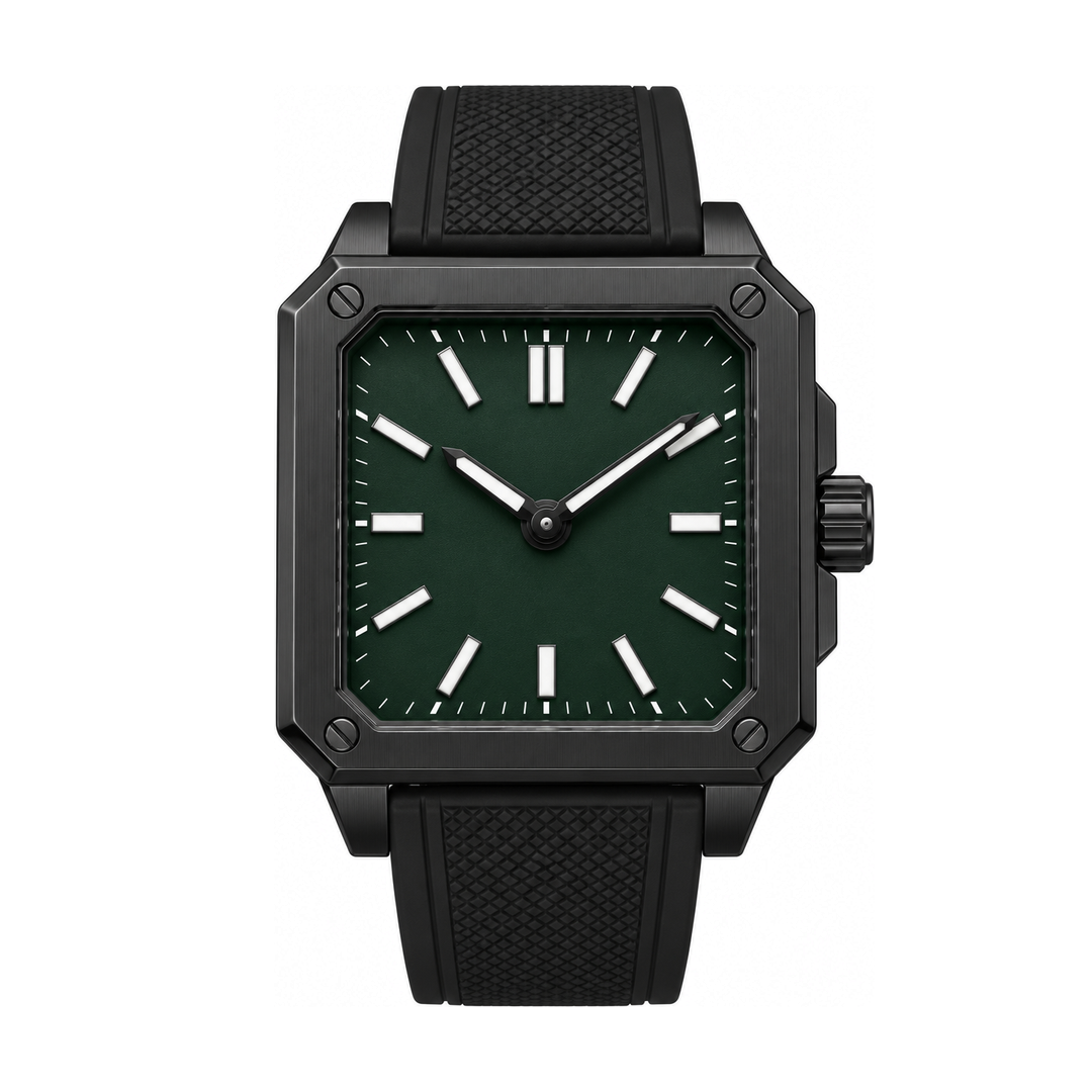 Green Black Square Sport Watch