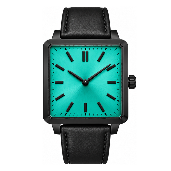 Teal Black Square Watch