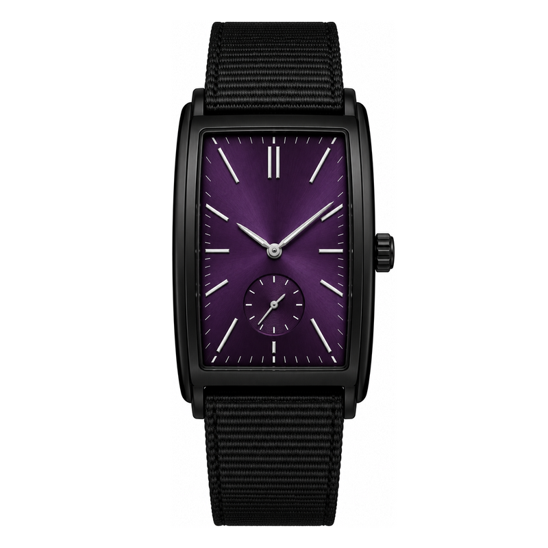 Purple Black Curved Rectangle Watch
